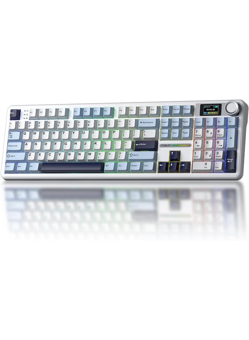 AULA F108 PRO Wireless Gaming Keyboard with Screen & Knob, 8000mAh Battery, Hot-Swappable Reaper Switches, RGB Backlit Side-Printed PBT Keycaps for Mac/PC Gaming - Image 1